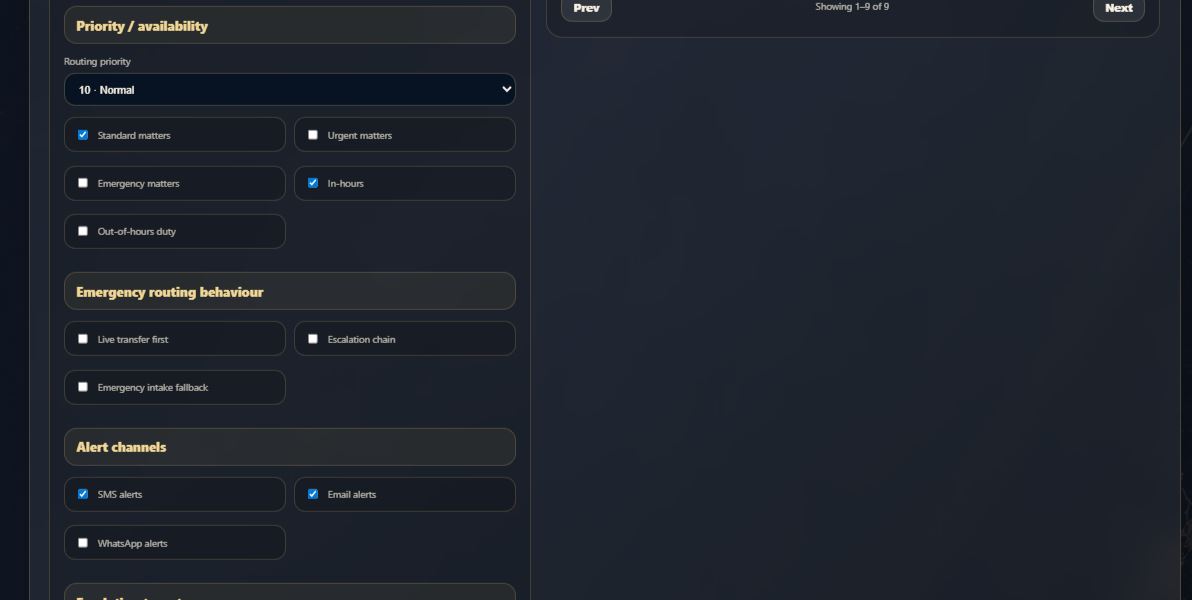 Routing and alerts